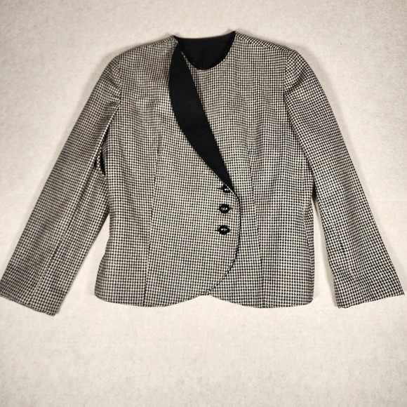 Vintage Houndstooth Blazer Pat Barrie Ltd Asymmetrical Jacket - Picture 1 of 11